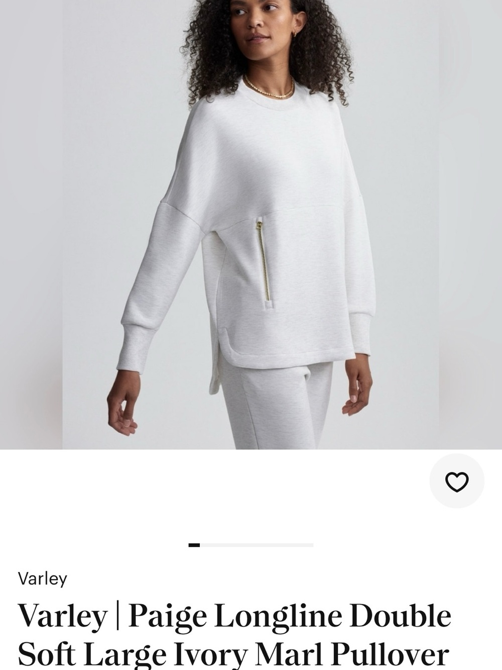 Varley Paige Longline Pullover in Ivory